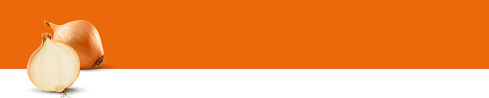 Two onions, one whole and one sliced, are displayed against a white background.