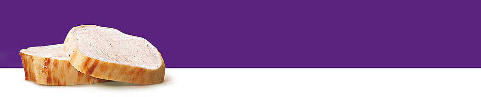 A sliced piece of bread rests on a surface.