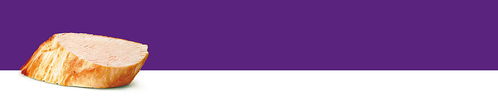 A cylindrical object with a textured surface and a pink interior is presented against a purple background.